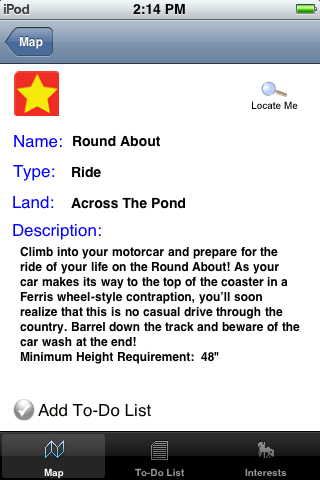 Viewing details about an attraction Viewing details about an attraction