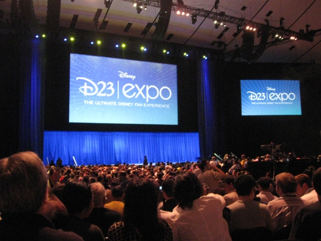 The D23 Arena as the audience waits for the speaker, Jay Rasulo, to come out. The D23 Arena as the audience waits for the speaker, Jay Rasulo, to come out.