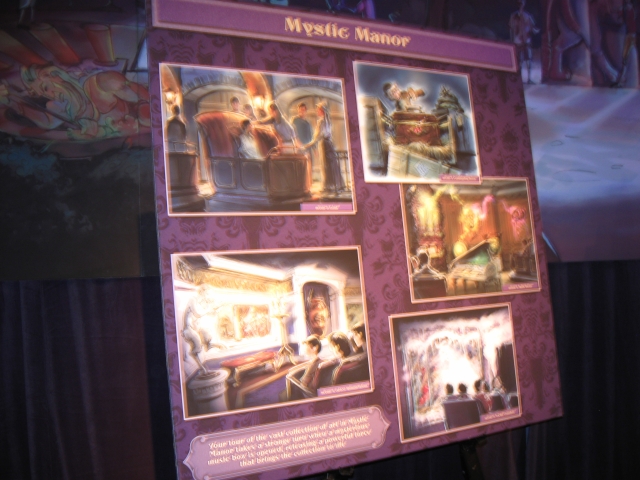 Mystic Manor concept boards were surrounded by several guests. Mystic Manor concept boards were surrounded by several guests.