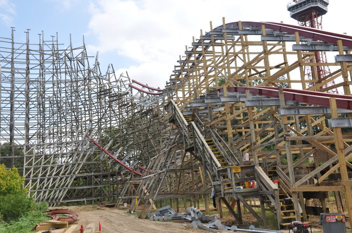 Texas Giant will feature the steepest bank of any wooden coaster on the planet.