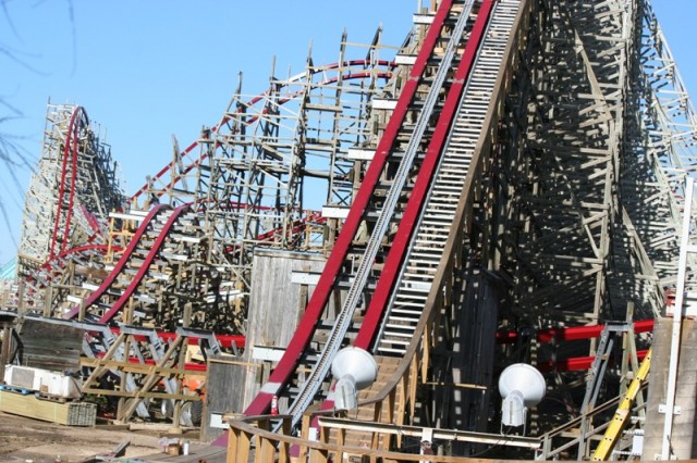 Texas Giant lift hill.